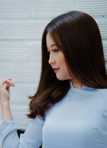 Woman Wearing Blue Dress Shirt Woman Wearing Blue Dress Shirt
