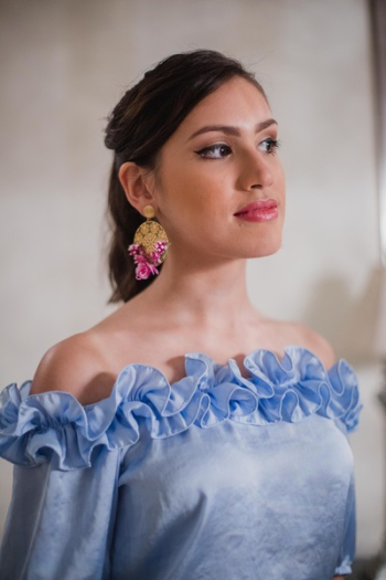 Woman Wearing Blue Strapless Dress Woman Wearing Blue Strapless Dress