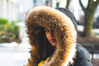 Woman Wearing Brown And Black Parka Coat Woman Wearing Brown And Black Parka Coat