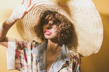 Woman Wearing Brown Sun Hat Woman Wearing Brown Sun Hat