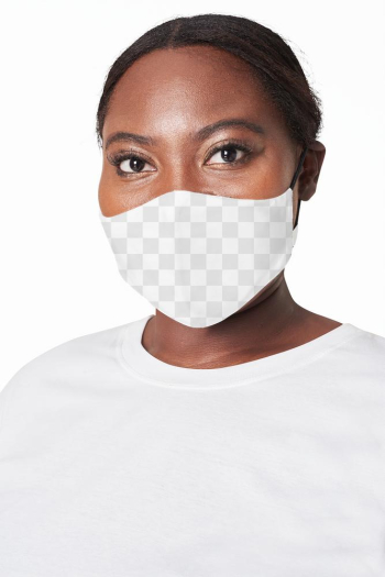 Woman wearing face mask mockup png due to covid-19 protection