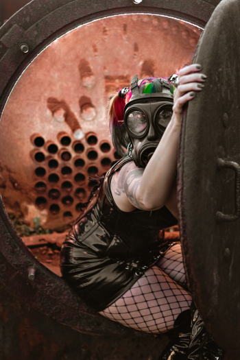 Woman Wearing Gas Mask Woman Wearing Gas Mask