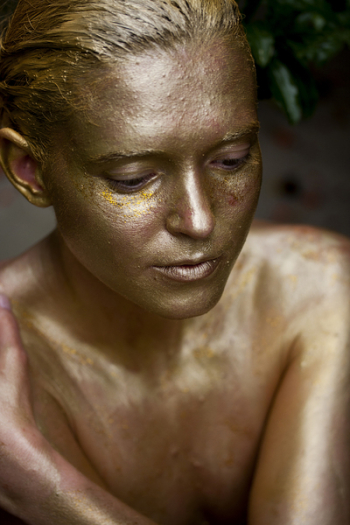 Woman Wearing Gold Body Paint Woman Wearing Gold Body Paint