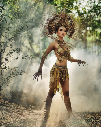 Woman Wearing Gold Costume Woman Wearing Gold Costume