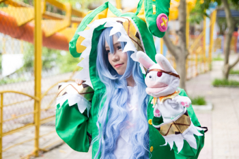 Woman Wearing Green Character Costume Woman Wearing Green Character Costume