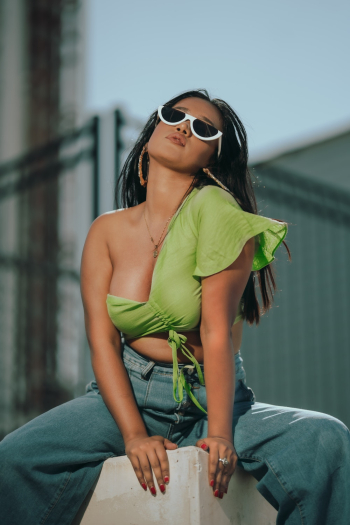 Woman Wearing Green Sexy Top Woman Wearing Green Sexy Top