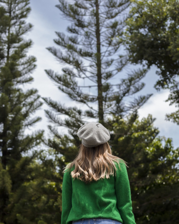 Woman Wearing Grey Hat