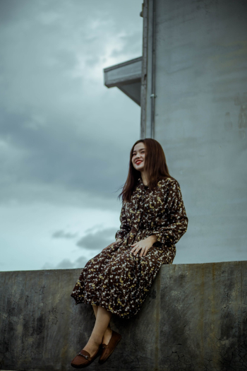 Woman Wearing Long-sleeved Dress Woman Wearing Long-sleeved Dress