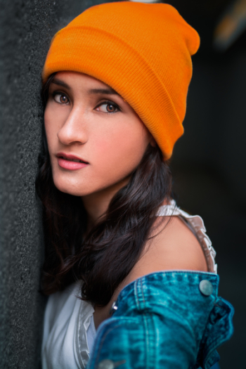 Woman Wearing Orange Knit Cap Woman Wearing Orange Knit Cap