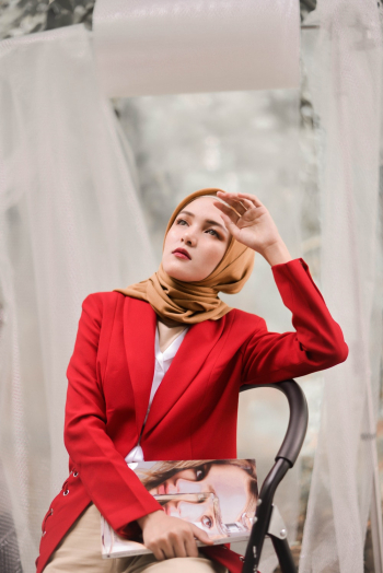 Woman Wearing Red Blazer Woman Wearing Red Blazer