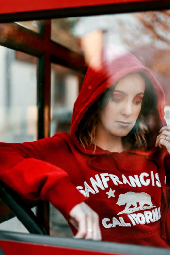 Woman Wearing Red Hoodie Woman Wearing Red Hoodie