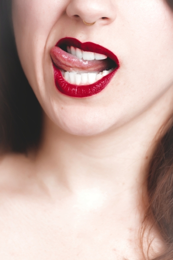 Woman Wearing Red Lipstick Woman Wearing Red Lipstick