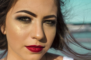 Woman Wearing Red Lipstick Woman Wearing Red Lipstick