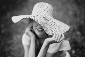 Woman Wearing Sun Hat Woman Wearing Sun Hat