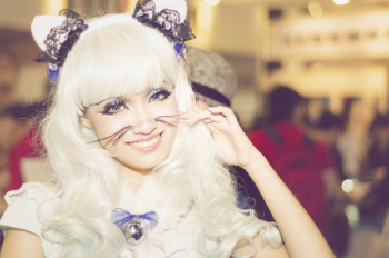 Woman Wearing White Anime Character Costume Woman Wearing White Anime Character Costume