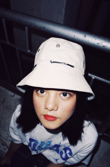Woman Wearing White Bucket Hat Woman Wearing White Bucket Hat