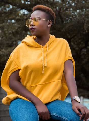 Woman Wearing Yellow Hoodie Woman Wearing Yellow Hoodie