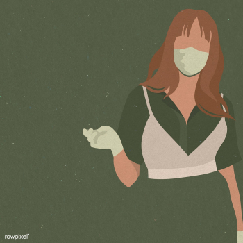 Woman with a face mask and latex gloves during COVID-19 on a green bac.. | Free  illustration - 2318652