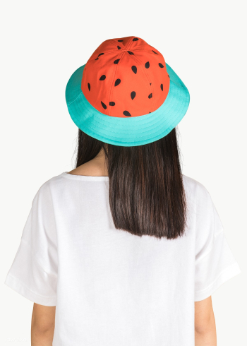 Woman with a watermelon printed bucket hat | Free  transparent png - 2299272