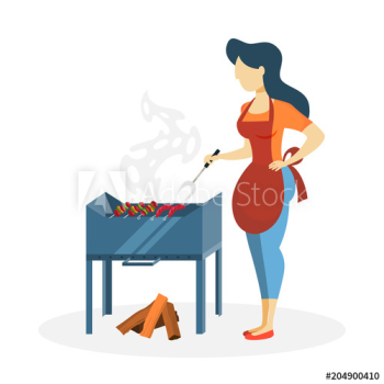 Woman with bbq Woman with bbq