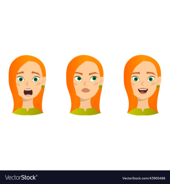 woman with different facial expressions set