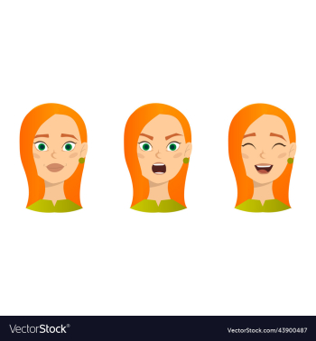woman with different facial expressions set