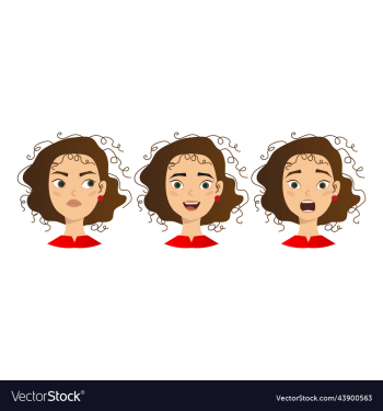 woman with different facial expressions set