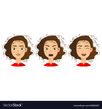 woman with different facial expressions set