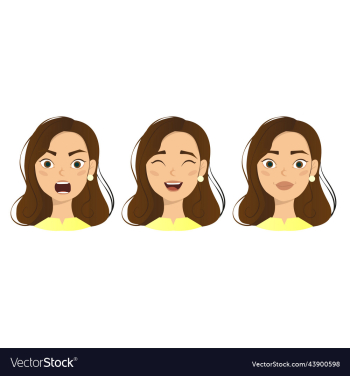 woman with different facial expressions set