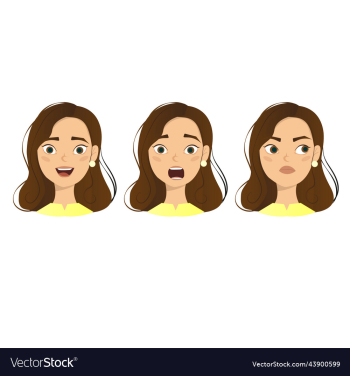 woman with different facial expressions set