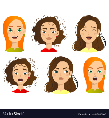 woman with different facial expressions set