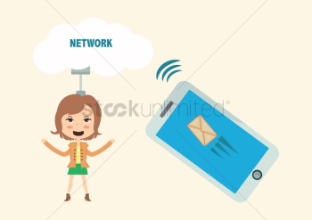 Woman with network cloud concept Woman with network cloud concept