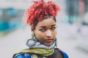 Woman With Pink Hair Standing Woman With Pink Hair Standing