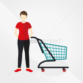 Woman with shopping cart Woman with shopping cart