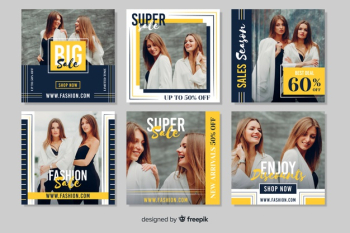 Women fashion sale instagram post collection Free Vector Women fashion sale instagram post collection Free Vector