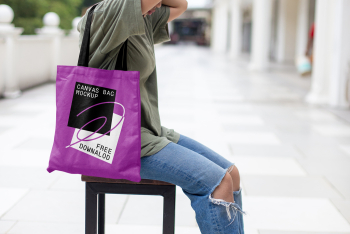 Women with Canvas Bag Mockup Women with Canvas Bag Mockup