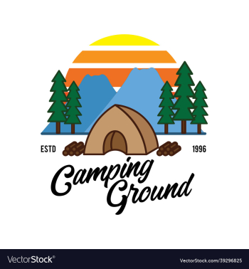 wood camping logo design