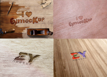 Wood Engraved Logo Mockup