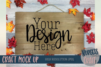 Wood sign craft mock up Fall themed |High Resolution JPEG