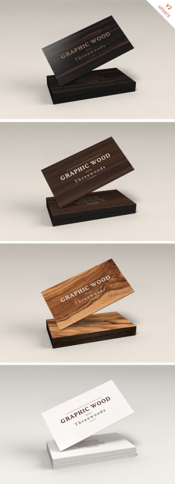 Wooden Business Cards MockUp