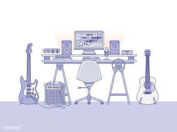 Workspace of an audio engineer or a music pro.. | Free stock vector - 399546 Workspace of an audio engineer or a music pro.. | Free stock vector - 399546
