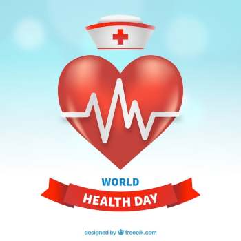 World health day background with heart and nurse hat