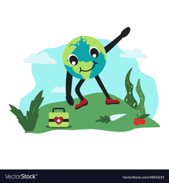 world health day - earth character doing exercise world health day - earth character doing exercise
