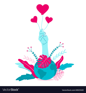 world health day - world with handholding hearts world health day - world with handholding hearts