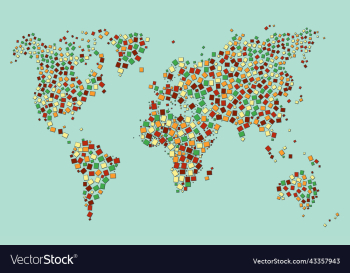 world map colorful mosaic art