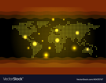 world map created by yellow dots on a grid