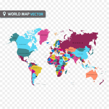 World map Globe - Flat color map of the world vector material 