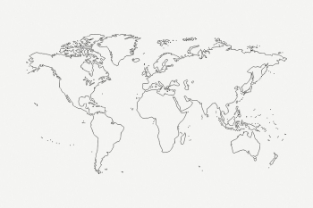 World map line art, geography | Free PSD - rawpixel