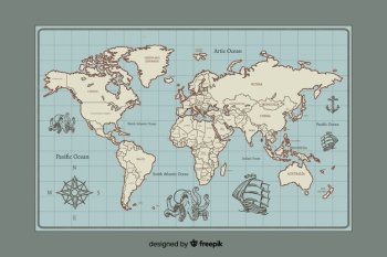 World map  vintage digital design Free Vector