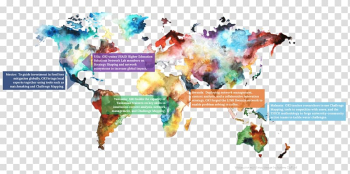 World map Watercolor painting, watercolor map transparent background PNG clipart